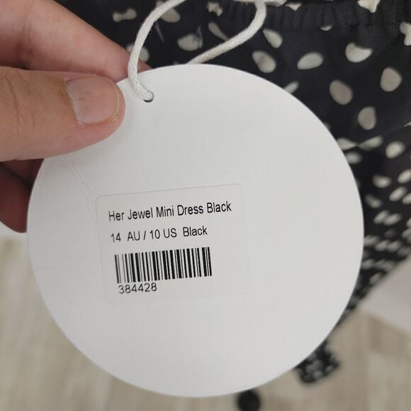 Princess Polly Her Jewel Mini Dress Sz 10 NWT Black and White.Armpit to armpit - Picture 8 of 11